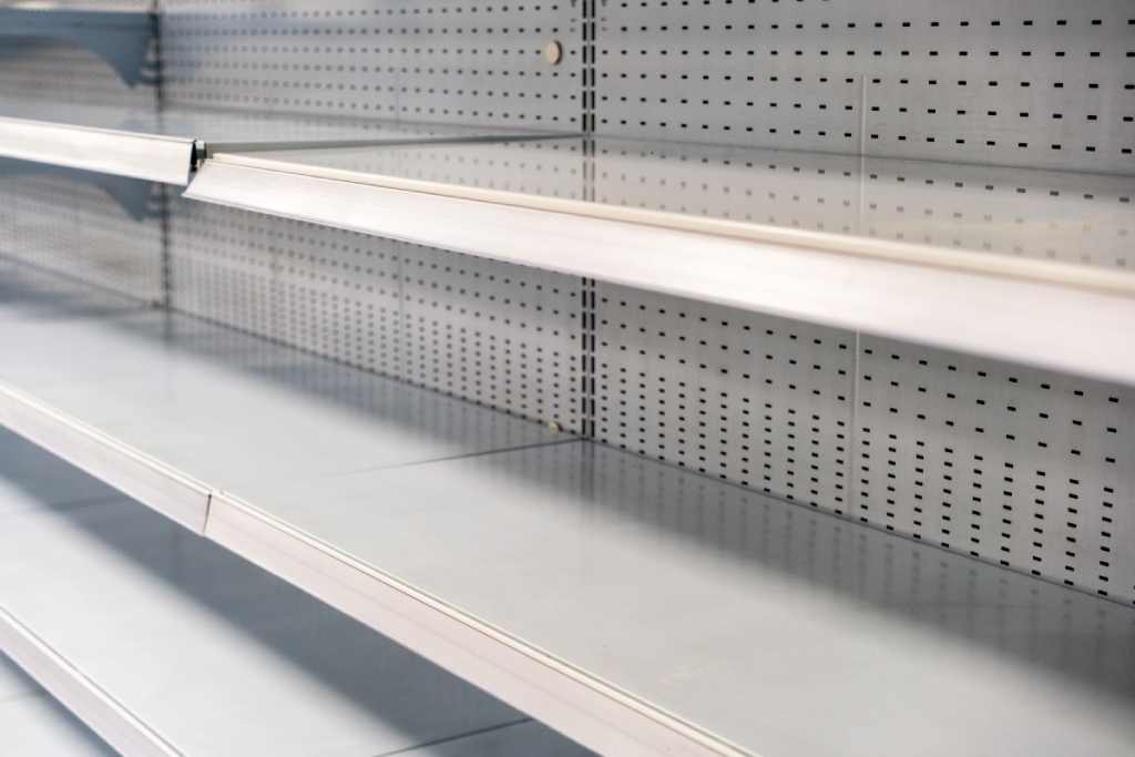 empty shelves showing a stockout