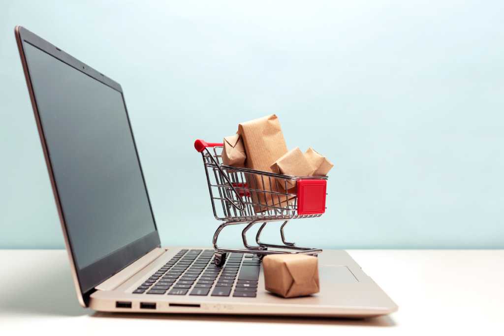 a shopping cart on a computer